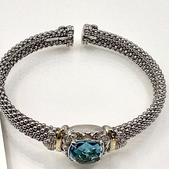 Phillip Gavriel renaissance Cushion Blue Topaz Cuff Bangle - Picture 8 of 15